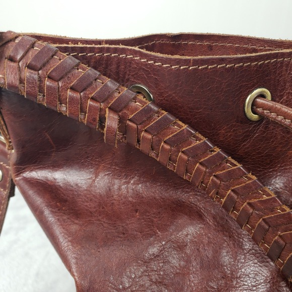 Sorpresa Leather Bucket Bag Drawstring Tassel Shoulder Bag Tote Brown Fringe - Picture 16 of 16